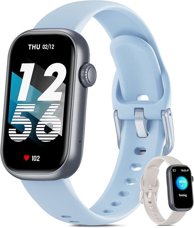 Fitness Tracker for Men Women, 24/7 Heart Rate, SpO2 and Sleep Monitor Health Watch, Calorie Step Counter Fitness Watch IP68 Waterproof Smart Watch for Android and iOS, Light Blue