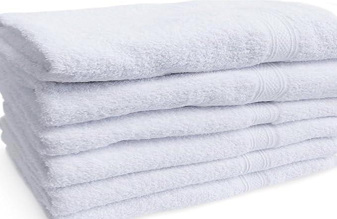 Towels N More 6 Pack 20"X40" Small Light Weight Gym Towels or Can be Used as Kids Bath Towels or Salon Towel, 100% Ring Spun Cotton Loops Sweat Towels Women's Hair Dry Towel