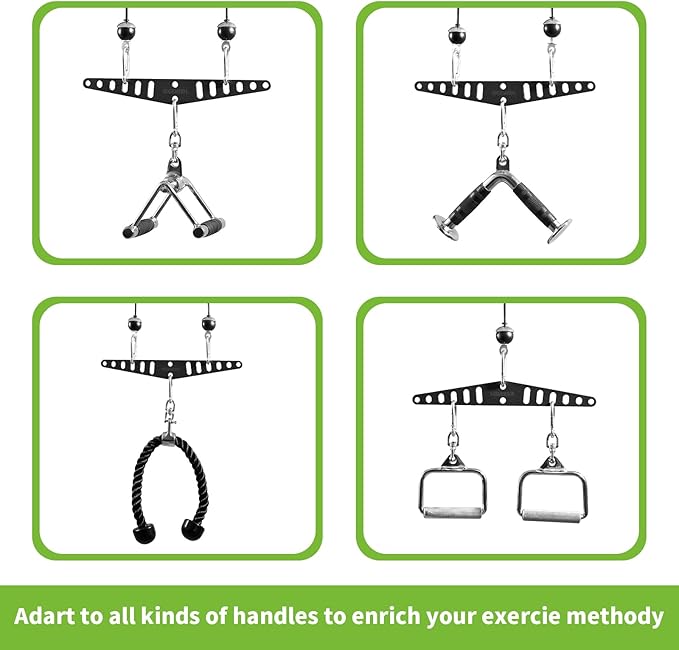 Multi-Grip LAT Pull Down Bar Hardened Powder-Coated Finish, 360° Rotating Stainless Steel Adapter, Neutral & Wide Grip Spreader Bar for Pulley System Gym & Cable Machines