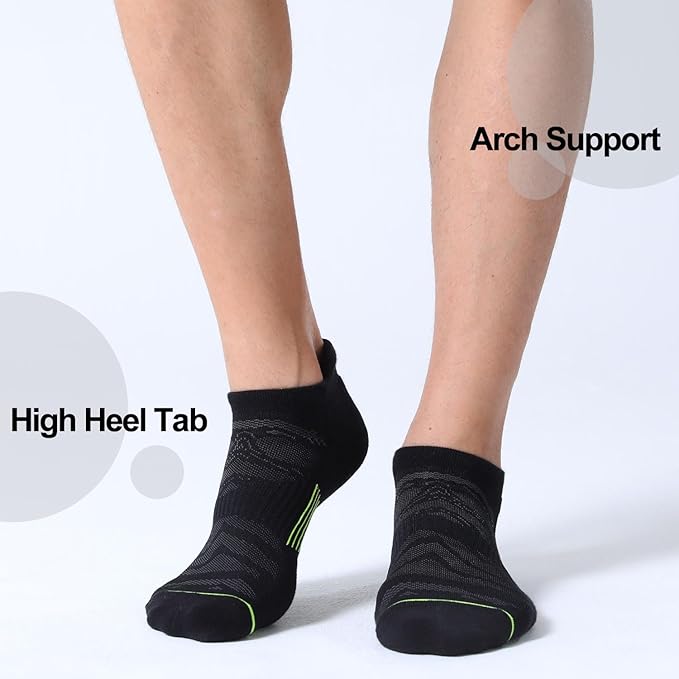 FITRELL Men's 6 Pack Ankle Running Socks Low Cut Cushioned Athletic Sports Socks 7-9/9-12/12-15