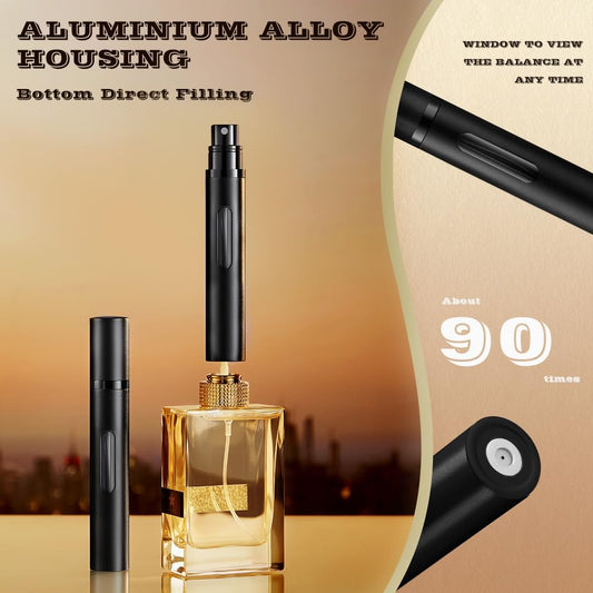 10ml Perfume Atomizer Travel Refillable, 3PCS Perfume Travel Refillable Bottle,Bottom-Filling Fragrances Perfumes Bottle,Mini Cologne Dispenser,Portable Sprayer(Black-Grey-Silver)