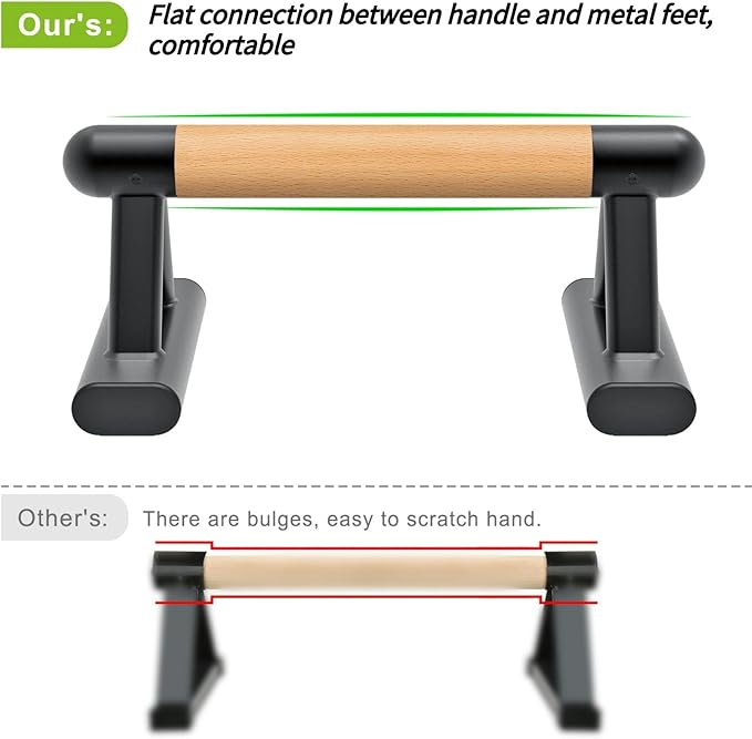 SELEWAERE Parallettes Floor Workout Push Up Handles Non-Slip Pushup Bars Handstand Bars for Calisthenic Fitness Sturdy Steel Tubing, Load up to 600 lbs