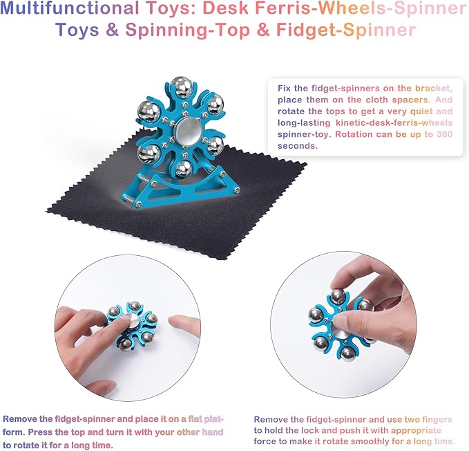 Desk-Toys for Fidget Ferris-Wheel-Spinner: 4mins Kinetic-Spinning Cool-Gadgets, Cool-Stuff Thing Toy for Office School Home Man Women Christmas, Stress-Relief Game Gifts for Adult Teen Children Kid