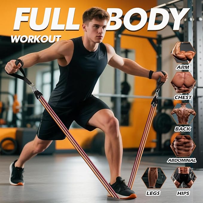 WHATAFIT Resistance Bands, Exercise Bands,Resistance Bands for Working Out, Work Out Bands with Handles for Men and Women Fitness, Strength Training Home Gym Equipment