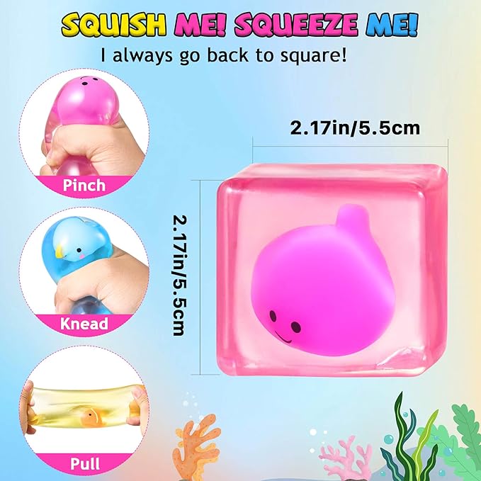 Stress Cube Fidget Toys Adults - Sensory Toys for Kids with Autism Stress Balls for Adults Squishy Toys for Anxiety Squeeze Fidgets for Teens Stress Relief Gifts for 3 4 5-7 8-12 Year Old Girls Boys