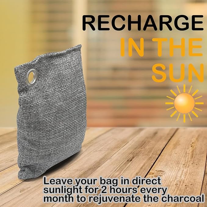 Activated Charcoal Odor Nature Fresh Bamboo bags, Activated Charcoal Bags Odor Absorber, Purifier Bag for Closet, Shoe, Car, Closet Deodorizer Room Pet safe Bag (6Packs x 50g+6Packsx150g)