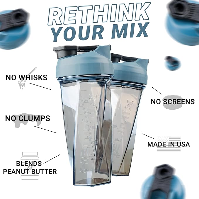HELIMIX 2.0 Vortex Blender Shaker Bottle Holds upto 28oz | No Blending Ball or Whisk | USA Made | Portable Pre Workout Whey Protein Drink Shaker Cup | Mixes Cocktails Smoothies Shakes | Top Rack Safe