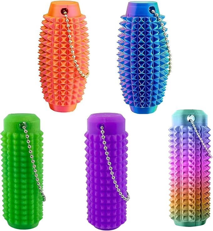 5PC Little Ouchies Fidget Toys Adults, Pain Stim Fidget Anxiety Relief Pain Stim Pocket Sensory Toys for Anxiety and Stress Reduction,Portable Travel Stress Relief Spiky Fidget Keychain (Style-2)