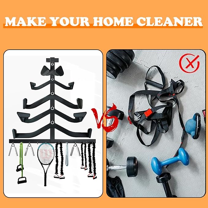 LAT Pull Down Bar Storage Rack, Gym Accessories Rack LAT Bar Organizer, LAT Pulldown Attachments for Different Cable Handles,Home Gym and Gym Wall Storage