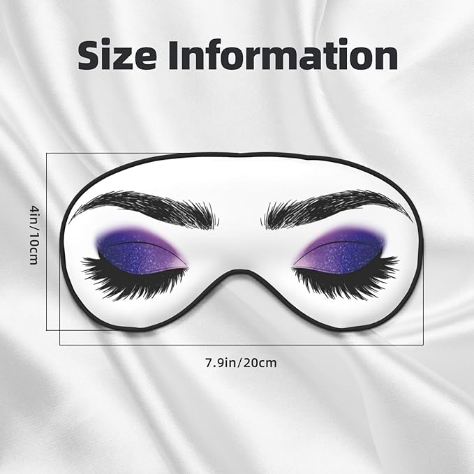 Sleep Eye Mask Purple Eyeshadow Eyelash Sleep Mask for Women Men Comfortable Eye Mask with Adjustable Strap Soft Eye Cover Blindfold for Travel Yoga Nap Shift Work