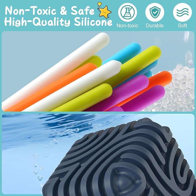 3D Silicone Sensory Fidget Cube for Autism & ADHD - FDA Food Grade Silicone Travel Toys for Kids and Adults, Quiet Stress & Anxiety Relief with 15 pcs 5 Color Strings & Carry Pouch