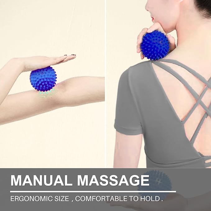 LEZER Spiky Massage Ball, Trigger Massage Point, Plantar Fasciitis, Deep Tissue Myofascial Release Tool, Foot Massager, Muscle Knot Relief, Physical Therapy, Set of 3