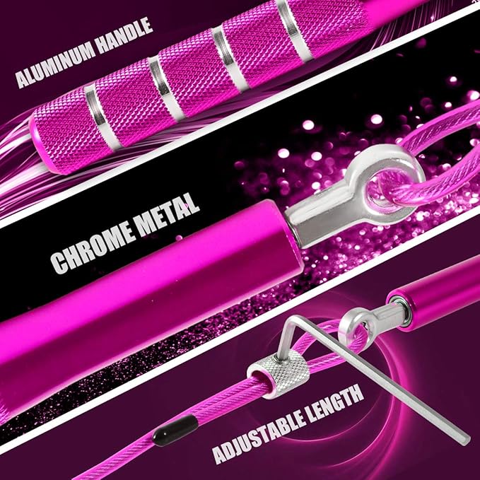 Jump Rope, Wastou Speed Jumping Rope for Training Fitness Exercise, Adjustable Adults Workout Skipping Rope for Men, Women, Kids, Girls