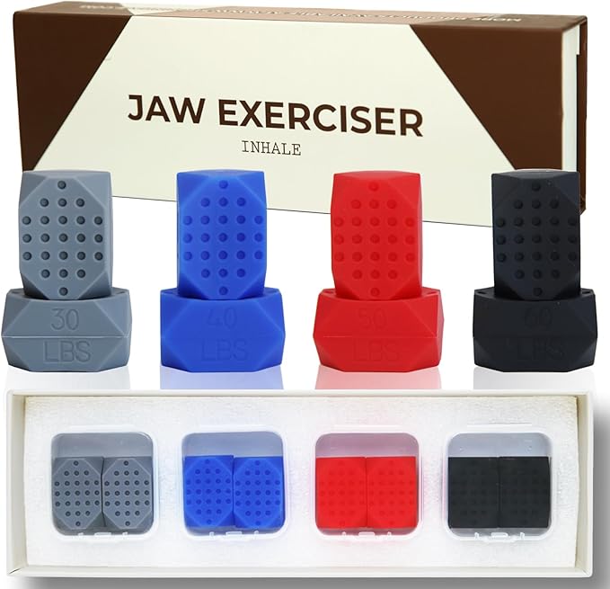 Inhale Jaw Exerciser - Jaw Strength and Shaping Trainer - 4 Levels of Resistance - Silicone Jaw Toner - Double Chin Reducer - Jawline Shaper and Neck Exerciser