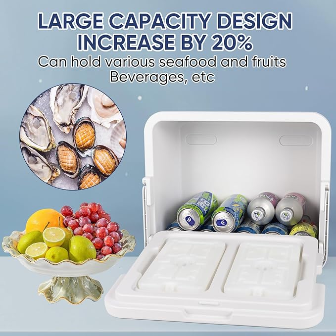 11Qt 19Qt Insulated Portable Cooler Leak-Proof Ice Chest Lunch Box Hard Coolers with Extra Ice Pack for BBQ, Camping, Pincnic