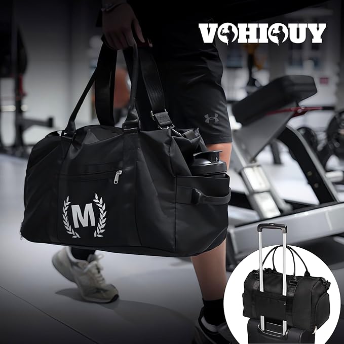 Gym Bag for Women & Men, Fitness Workout Sports Travel Duffle Bag with Wet Pocket & Shoes Compartment, Great Present for Gym Lovers