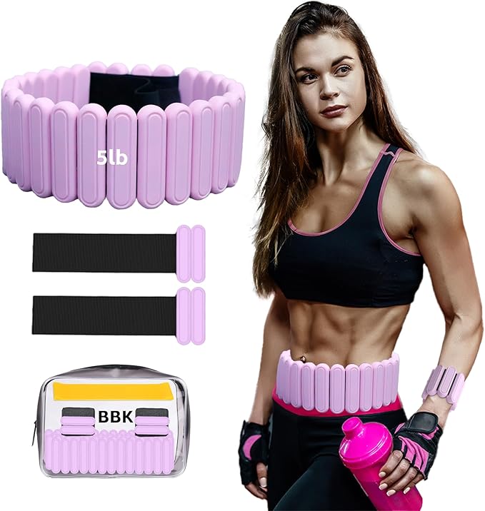 Silicone Adjustable Weighted Belt for Women & Men – DIY Weighted Walking & Exercise Belt with Removable Weights – Gym, Strength Training, Yoga, Hiking – Free Weight Adjustment for Wrist & Ankle
