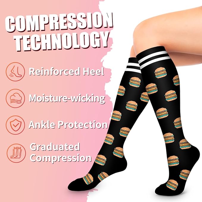 Bluemaple Compression Socks for Women & Men Circulation (6 Pairs) 15-20 mmHg is Best Support for Athletic Running Cycling