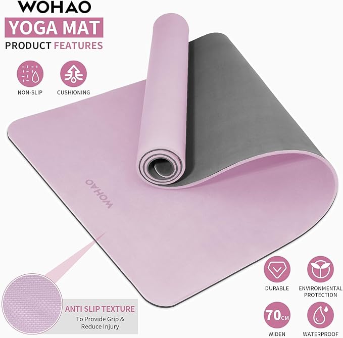 Extra Thick 8mm Yoga Mat, 72"x28" Non Slip Exercise Mat, Reversible 2-Sided Dual Color Premium POE Material, with Carrying Strap for Yoga, Pilates, Home Gym