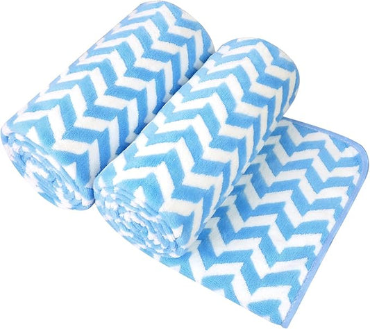 JML Microfiber Bath Towels, Bath Towel 2 Pack(30" x 60"), Oversized, Soft, Super Absorbent and Fast Drying, Multipurpose Use for Sports, Fitness, Yoga, Chevron Blue