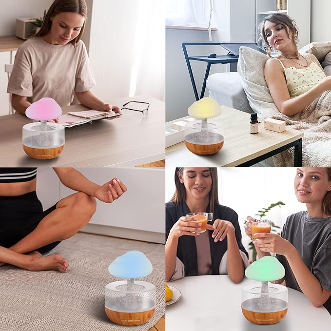 Aromatherapy Diffuser for Home and Office, Weljoy Rain Cloud Humidifier, Essential Oil Diffuser,Multiple Room Use, Mushroom Design