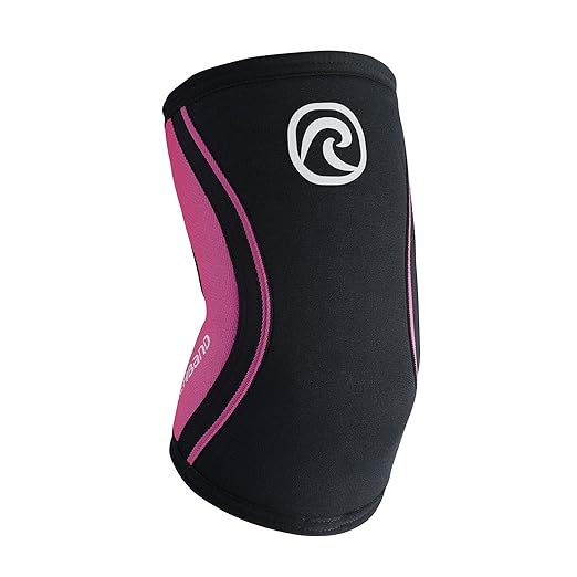 Rehband Elbow 5mm Compression Sleeve, Neoprene Elbow Sleeves for Weightlifting, Anatomical Design, Non-Slip & Close Fitting, Elbow Support Unisex, Colour:Black/Pink, Size:Medium