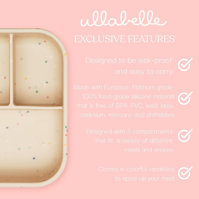 Leak Proof Bento Box Food-Grade Silicone Bento, BPA, Phthalate, Lead, & PVC Free - Bento Lunch Box for Daycare, Kids, & Adults - Leak Resistant Sets With Lids Snack Box Container (Pink)