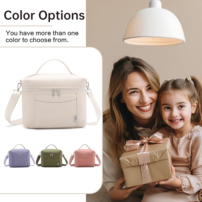 Insulated Lunch Bag Portable Lunch Box Bag Men Women Leakproof Lunch Cooler Bag with Adjustable Strap Adult Lunch Box for Office Picnic Travel Off White