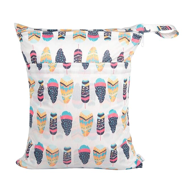 babygoal Wet Dry Bags for Baby Cloth Diapers, Washable Travel Bags, Beach, Pool, Gym Bag for Swimsuits & Wet Clothes with Two Zippered Pockets 3 Pack, 3LN11