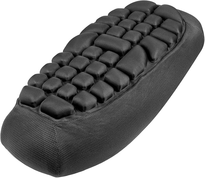 JFT Motorcycle Seat Cushion Air Pad, Pressure Relief Ride Motorcycle Air Cushion Large for Cruiser Touring Saddles, Shock-Absorbing Motocycle Seat Air Pad for Long Time Riding (Black)