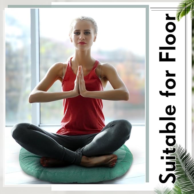 Jerify Floor Pillow Cushions 22 x 22 Inch Round Square Large Meditation Floor Pillow for Classroom Adult Meditation Picnic Party Cushion for Seating Gift Christmas(Round,Gradual Green,4 Pcs)