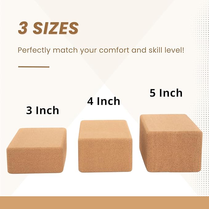 Everyday Yoga Premium Cork Block - Natural Cork, Improve Strength, Flexibility with Soft Brick Workout Handstand, (Single)