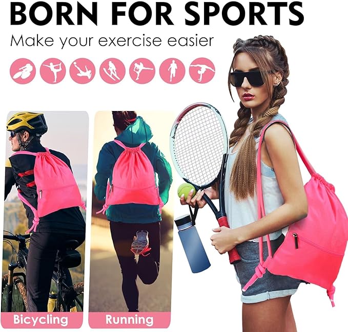 GAENMESH Drawstring Backpack Bag for Sports Lightweight Foldable Gym Bag with Sturdy Draw Cord Shoulder Strap Hiking Travel Camping