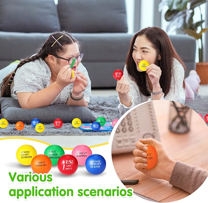 Jerify 72 Pcs Motivational Stress Balls Bulk Inspirational Stress Balls Colorful Foam for Adults Hand Exercise Small Therapy Fidget Relief Anxiety Toys for Coworkers Gifts Fidget(Vivid Colors)