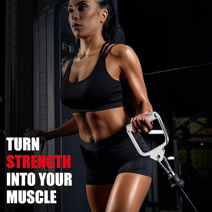 V-Shaped Bar Straight Rotating Bar Curl LAT Pull Down Bar D Handle Double D Row Handle LAT Pulldown Attachments Cable Machine Attachment for Home Gym