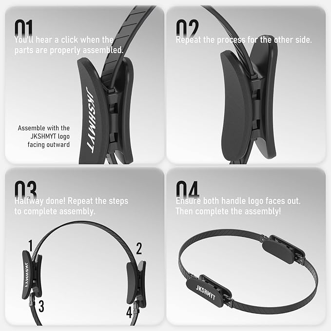 JKSHMYT Silicone Pilates Ring-14.5" Home Pilates kit with Padded Handles, Mini Ball, Resistance Bands, Guide & Bag, Better me Pilates Essentials Circle Set for Workouts Women