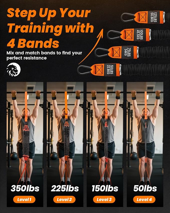 Pull Up Assistance Bands, Adjustable Heavy Duty Resistance Band for Pull Up Bar, Pull Up Assist Bands with Feet Rest for Strength Training, Home Fitness Workout Equipment, Height Adjustable