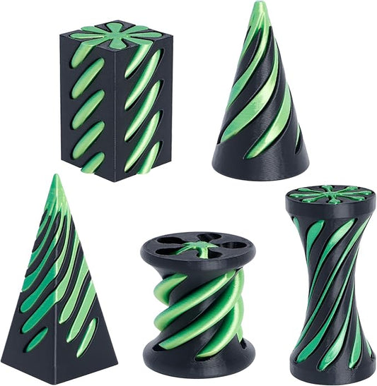 5 Packs Impossible Cone Fidget Toy, 3D Printed Spiral Cone Fidget Toy for Anxiety Relaxing, Impossible Pyramid Passthrough Birthday Party Gift for Adults & Kids Desk Decor(Black+Yellow Green)