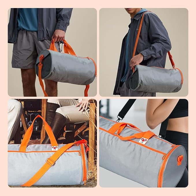Gym Duffle Bag for Men & Women with Wet & Shoe Separated Compartment, 21 Inch and 30L Large Duffle Bag for travel Carry On, Swimming, Workout, Football. Grey