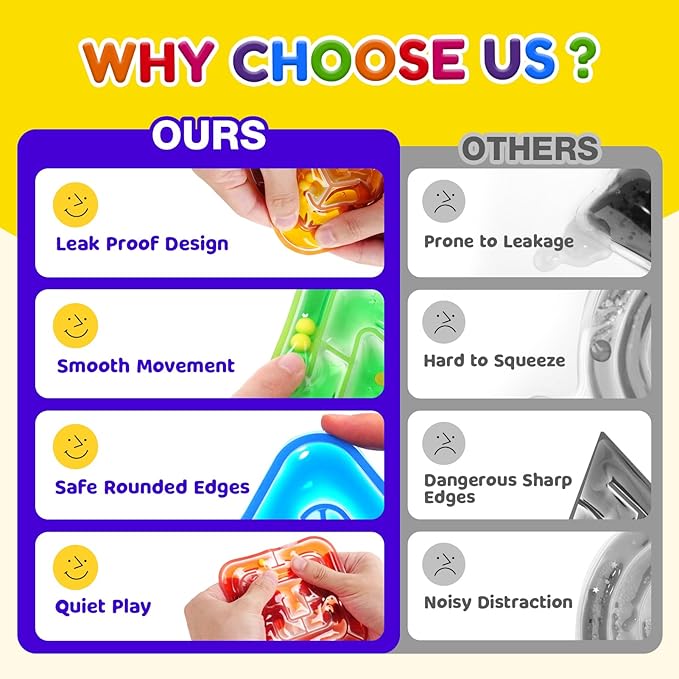 LESONG Sensory Fidget Toys for Kids: Gel-Filled Squishy Fidget Maze - Calming Sensory Toys for Autism ADHD Classroom Travel - Prizes for Boys Girls (4 Pack)
