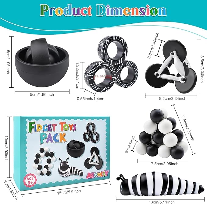 Fidget Toys Adults Pack, Sensory Toys Set for Kids 8-12 Teen Autism, Desk Toy Stress Relief Fidget Spinners for ADHD Gifts for Children Cool Gadgets for Men