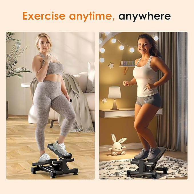 SogesHome Stair Stepper Machine with Resistance Bands, Mini Fitness Stepper for Cardio Workout with LCD Monitor, Low Impact Stepper for Legs, Butt & Thigh Toning, Home Gym Equipment