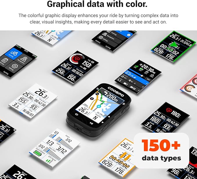 COOSPO Color Touchscreen GPS Bike Computer CS600, Wireless IPX7 Waterproof Cycling GPS Speedometer with Bluetooth/ANT+, Backlight Route Navigation, Support Bike Radar & 36H Battery Life