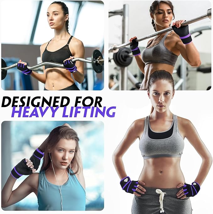 Workout Gloves Gym Gloves Weight Lifting Gloves for Men Women with Full Palm Pad,Strong Wrist Wraps Support,Enhanced Grip,for Fitness,Training,Weightlifting,Exercise