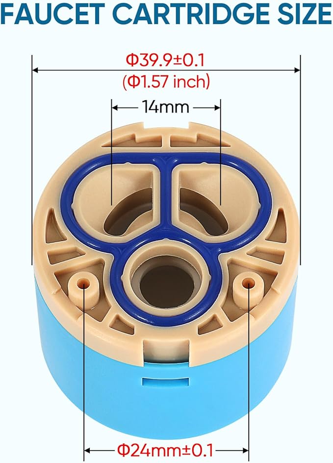 Faucet Cartridge Replacement Diameter 40mm Double Sealing with 90 Degree Rotation Ceramic Cartridge Valve Suitable for Single Handle Kitchen Basin Shower Faucet Replacement Parts (40mm)