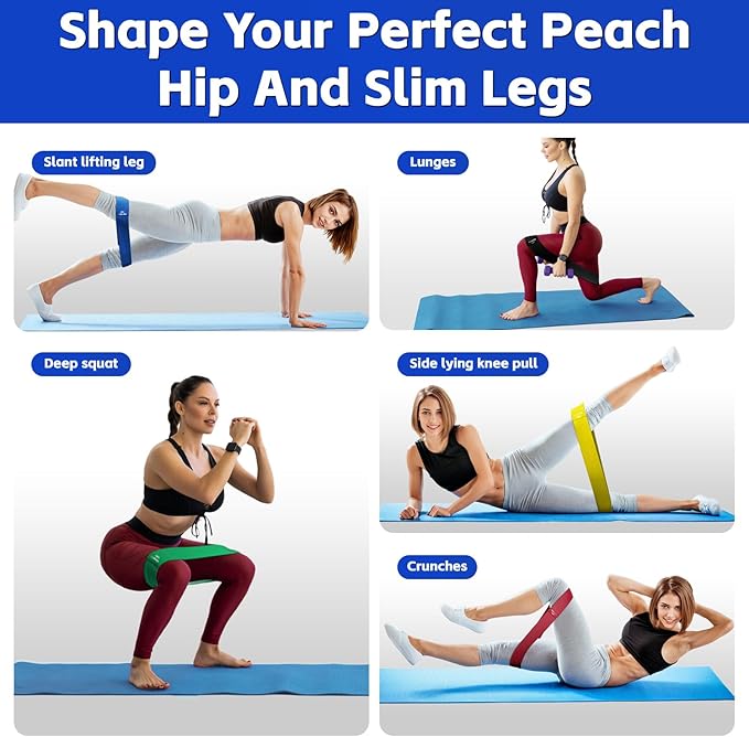 Resistance Bands for Working Out - Exercise Bands Set with Workout Guide - Fabric Elastic Bands for Physical Therapy - Fitness Bands Ideal for Legs Hip Glute