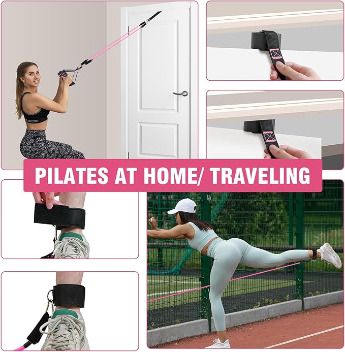 Upgraded Pilates Bar Kit, Durable Pilates Bar Kit with Resistance Bands for Women & Men -with Workout Guide Perfect for Beginner - Pilates Equipment for Home, Gym, Travel, Office Use