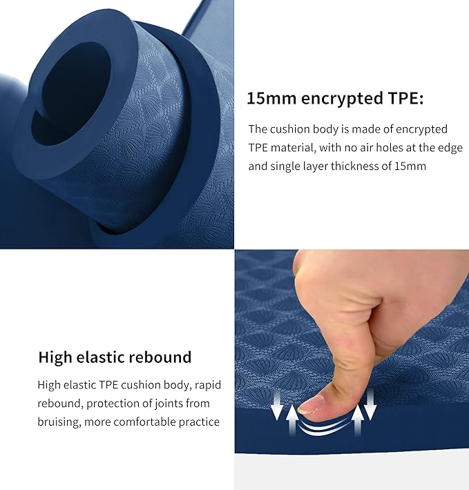 nuveti Large Exercise Mat - 15mm/20mm/30mm Thick Yoga Mat | Workout Mat for Fitness, Yoga, Pilates, Stretching & Floor Exercises for Women & Men with Free Carrying Bag