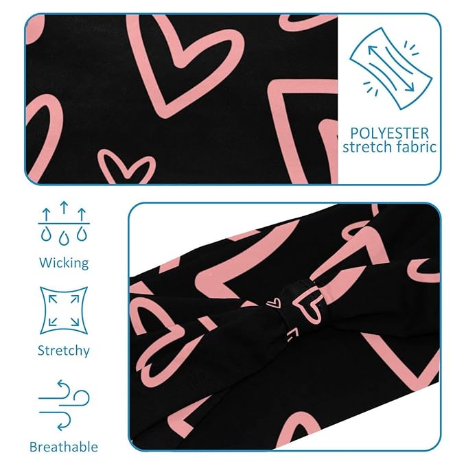 Workout Headband for Women, pink hearts Hairband Non Slip, Sports Headband for Yoga, Running, Gym Fitness