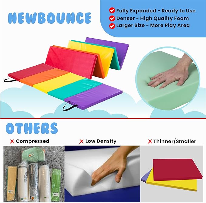 New Bounce Tumbling Mat for Kids - Gymnastics Mat - Folding Exercise Tumble Mat for Home Gyms